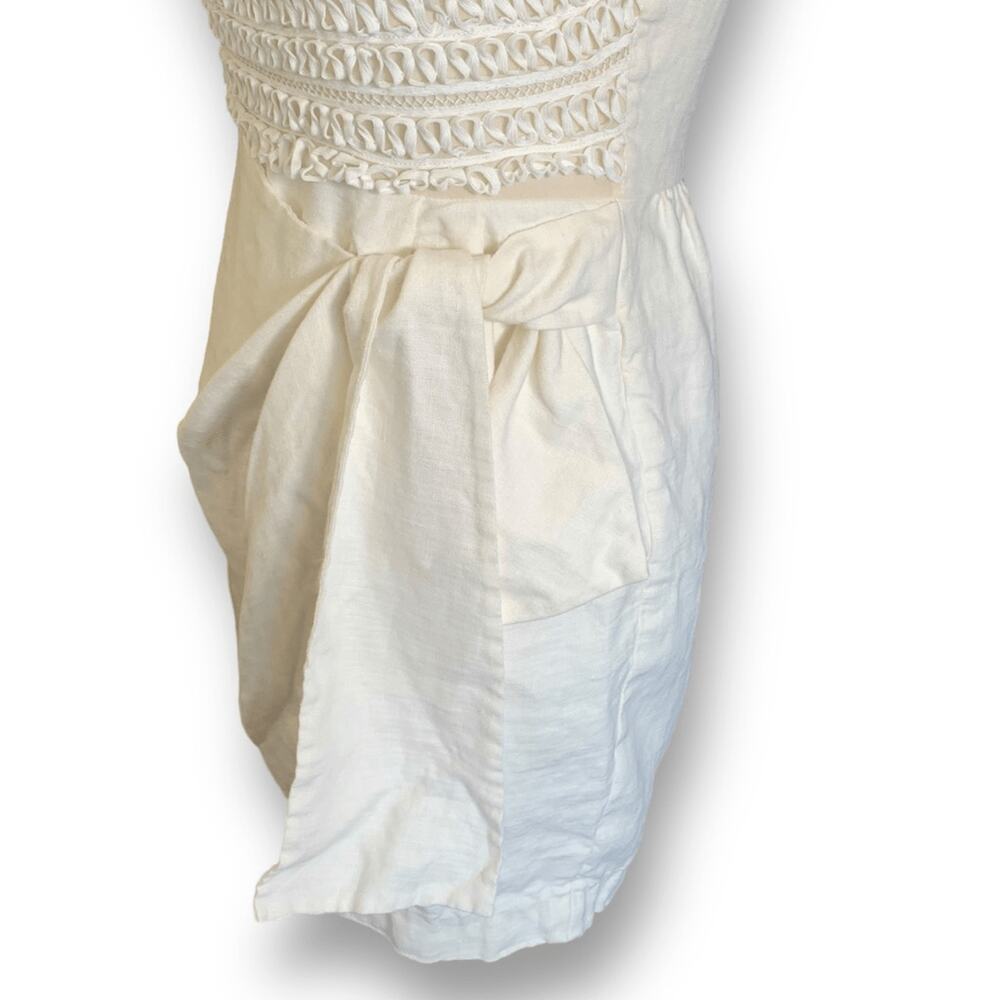 3.1 Phillip Lim Cream Linen Silk Ribbon Detail Dress Size 0 Boho Wedding - Picture 6 of 12